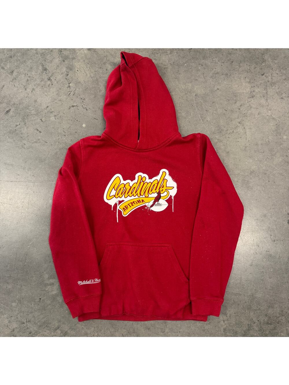 Vintage Y2K Arizona Cardinals Mitchell Ness Red Hoodie Sweatshirt Youth 14/16 S - Picture 1 of 5